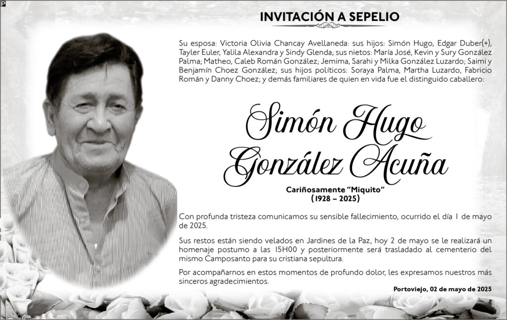 INVITACIÓN A SEPELIO: Simón Hugo González Acuña