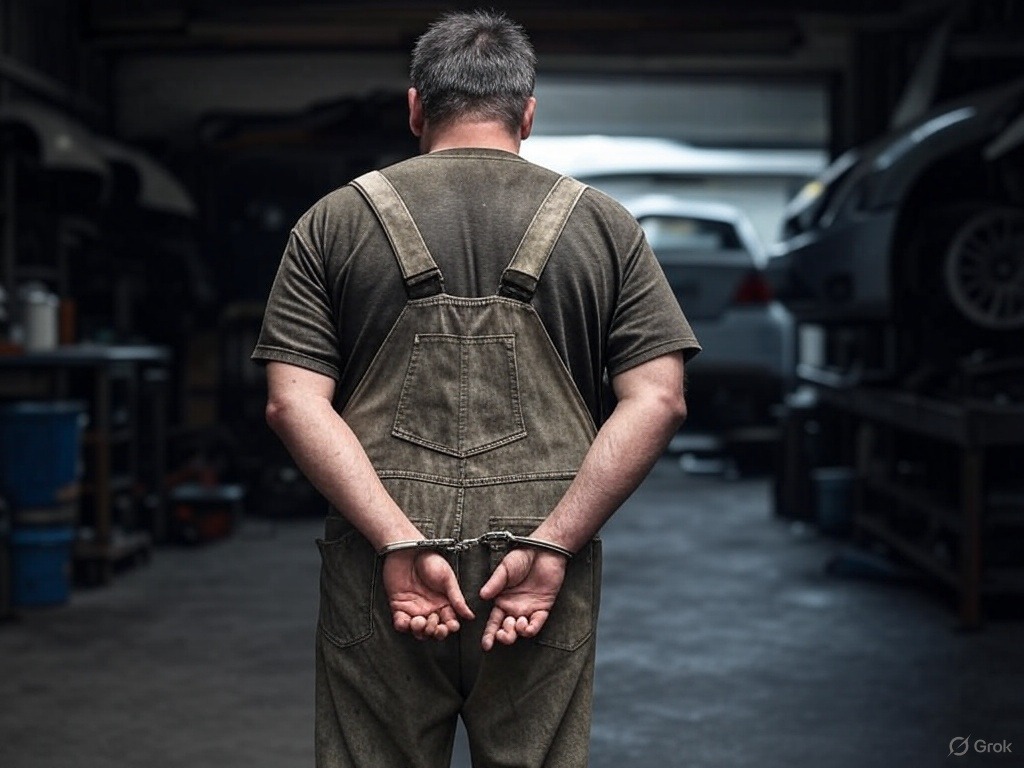 A hombre detenido le hallaron un carro robado en su taller.
