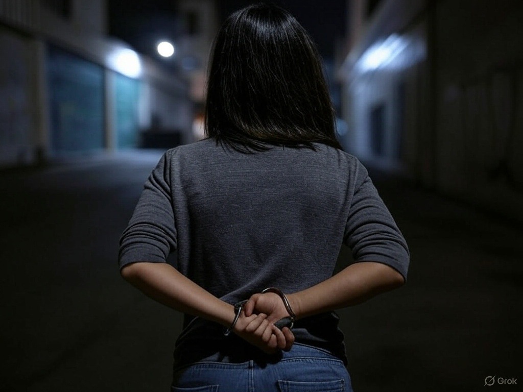 Mujer detenida con un carro robado en un operativo en Ambato.