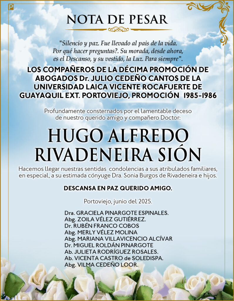 ACUERDO DE CONDOLENCIA: Hugo Alfredo Rivadeneira Sión