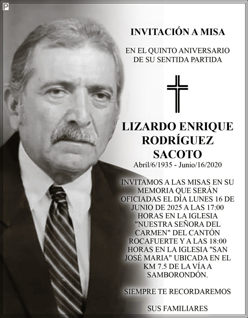 INVITACIÓN A MISA: Lizardo Enrique Rodríguez Sacoto