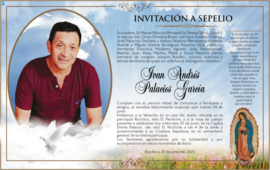 INVITACIÓN A SEPELIO: Juan Andrés Palacios García