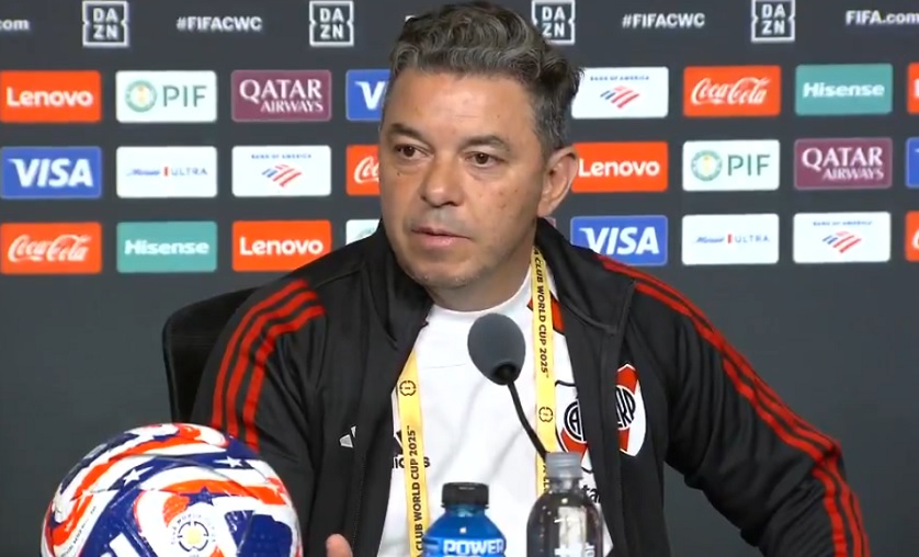 Marcelo gallardo en la rueda de prensa antes del partido con Inter de Milán.