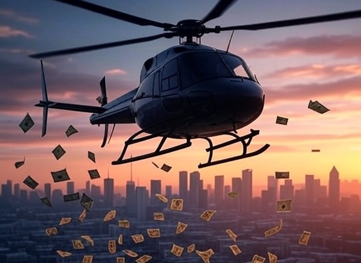Miles de dólares fueron lanzados desde un helicóptero sobre una avenida de Detroit, en un emotivo homenaje al empresario local Darrell Thomas.