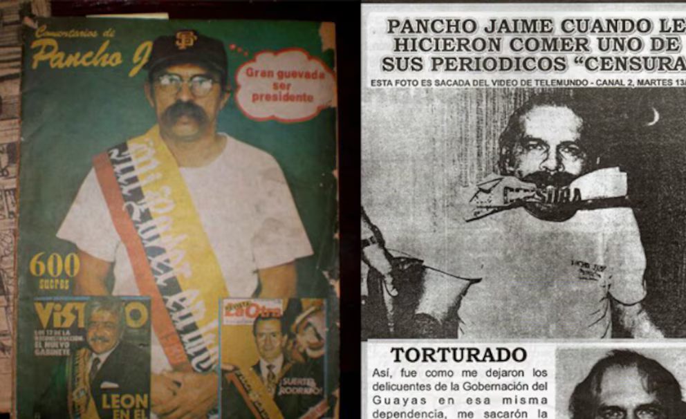 Pancho Jaime creaba caricaturas que incomodaban a los políticos de la época. Fue asesinado mientras tomaba una gaseosa.