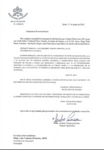 Papa León XIV felicita a cardenal ecuatoriano Luis Cabrera por su onomástico