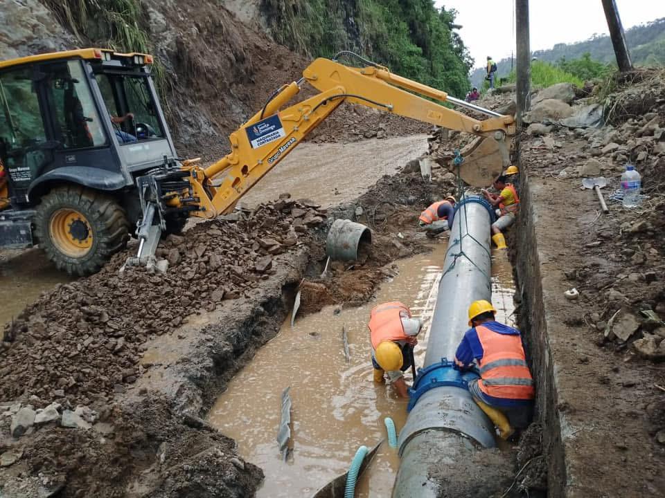 Santo Domingo Empresa de Agua alerta sobre daño inminente en tubería principal por obras en kilómetro 83