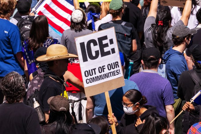 Una de las protestas de migrantes en Estados Unidos contra las redadas.