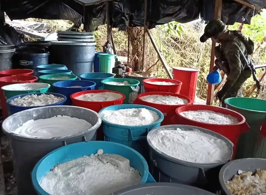 Una operación militar conjunta entre los ejércitos de Colombia y Ecuador permitió la destrucción de un laboratorio clandestino de cocaína y pasta base de cocaína.