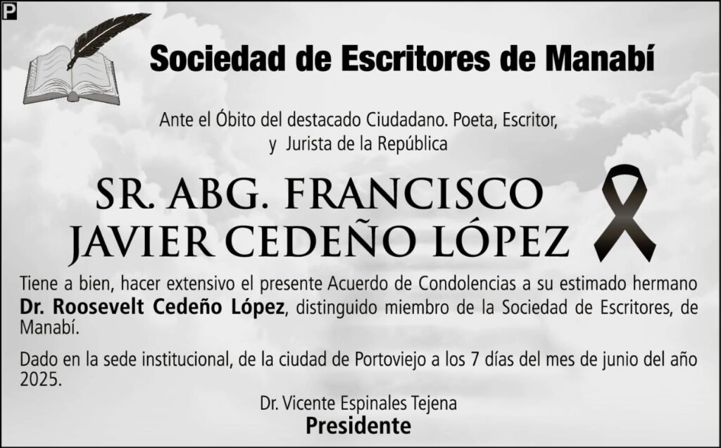 CONDOLENCIA: Ab. Francisco Cedeño
