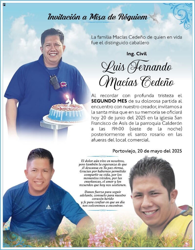 INVITACIÓN A MISA DE RÉQUIEM: Luis Fernando Macías Cedeño