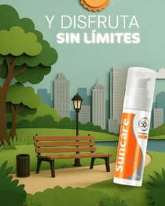 Aplicar protector solar SUNCARE es crucial para proteger tu piel, especialmente si pasas tiempo al aire libre.