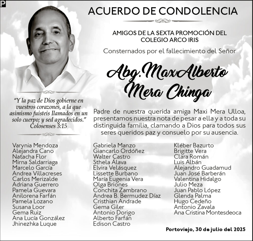 ACUERDO DE CONDOLENCIA: Abg. Max Alberto Mera Chinga