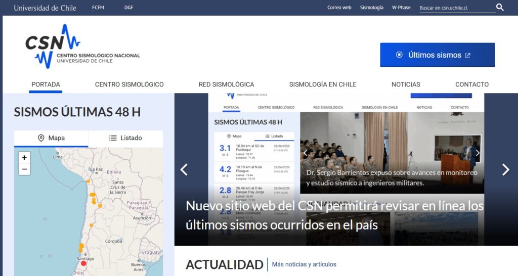 Chile lanza nuevo portal sísmico más rápido y accesible para enfrentar emergencias