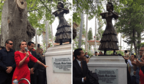 Cientos de personas se convocan para derribar la estatua de Florinda Meza en su pueblo natal