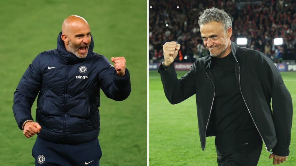 Enzo Maresca, entrenador del Chelsea y Luis Enrique, del PSG.