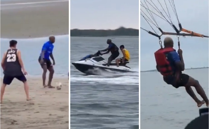 Moisés Caicedo vive vacaciones inolvidables en Ecuador parapente, motos acuáticas y fútbol junto a amigos