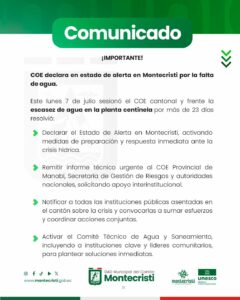 Montecristi en Emergencia: 100% de la población se queda sin agua potable