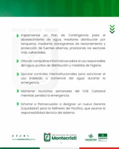 Montecristi en Emergencia: 100% de la población se queda sin agua potable