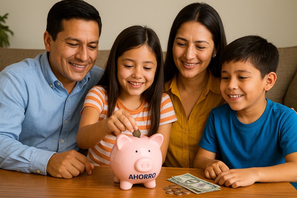 Para hogares con ingresos bajos, la sugerencia mínima es ahorrar al menos el 5 %, mientras que familias con ingresos estables pueden aspirar a un 15 % o incluso más. FOTO: Inteligencia Artificial (IA).