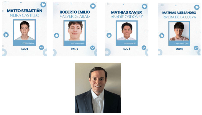 Delegación ecuatoriana para la IOI 2025 y su líder Omar Paladines Valverde.