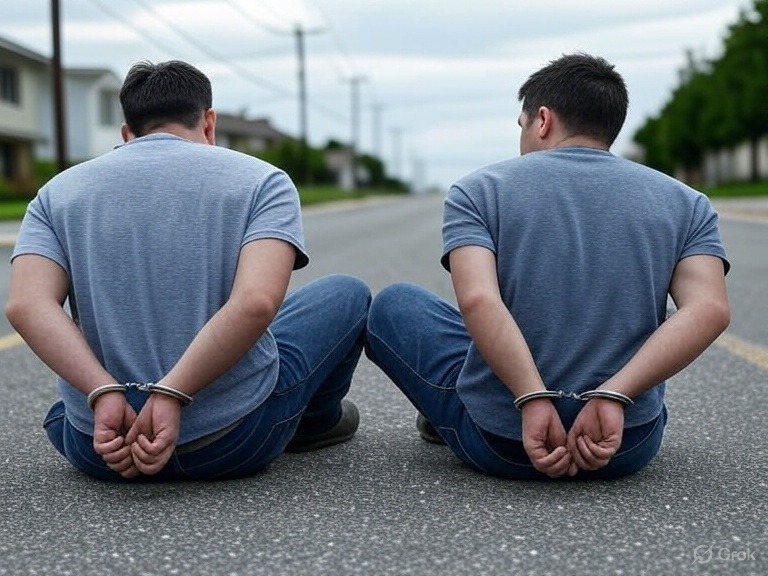 Dos hombres detenidos en una persecución policial en Montecristi.