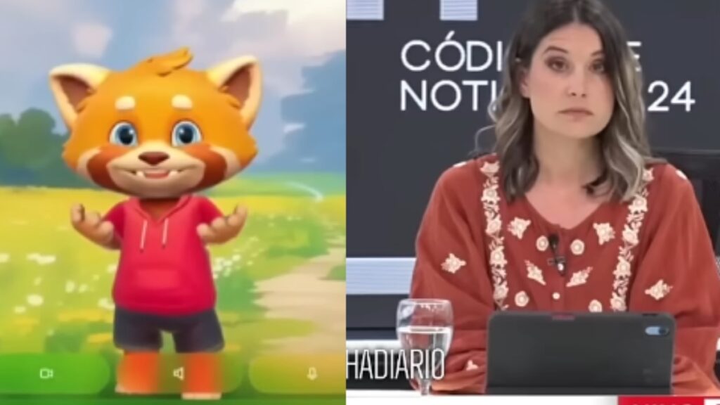 Cara de mate rancio, así fue larespuesta que le dio Rudy, una IA creada para niños, a una periodista en vivo. (Captura de pantalla A24)