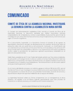 Comité de Ética de la Asamblea Nacional investigará denuncia contra Nuria Butiñá por presunto cobro indebido