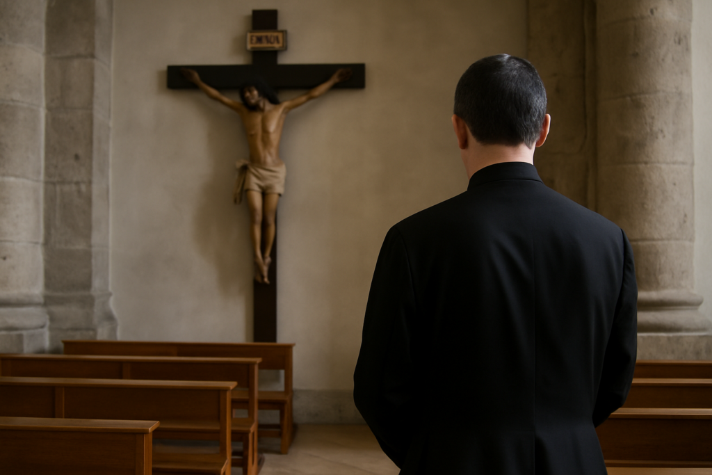 En Olón (Santa Elena) un sacerdote fue separado de sus funciones mientras duren las investigaciones por presunto abuso. (Imagen ChatGPT))