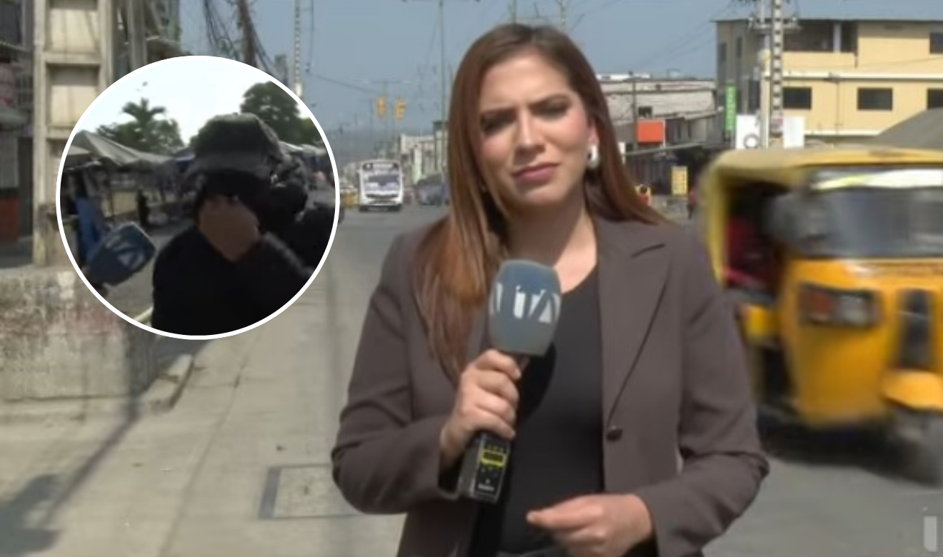 Hombre agrede a equipo periodístico de Teleamazonas durante una transmisión en vivo