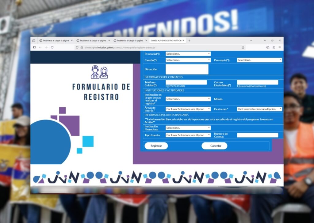 Postulantes para Jóvenes en Acción afirman que no pueden inscribirse porque la página no carga; esto dice el MIES