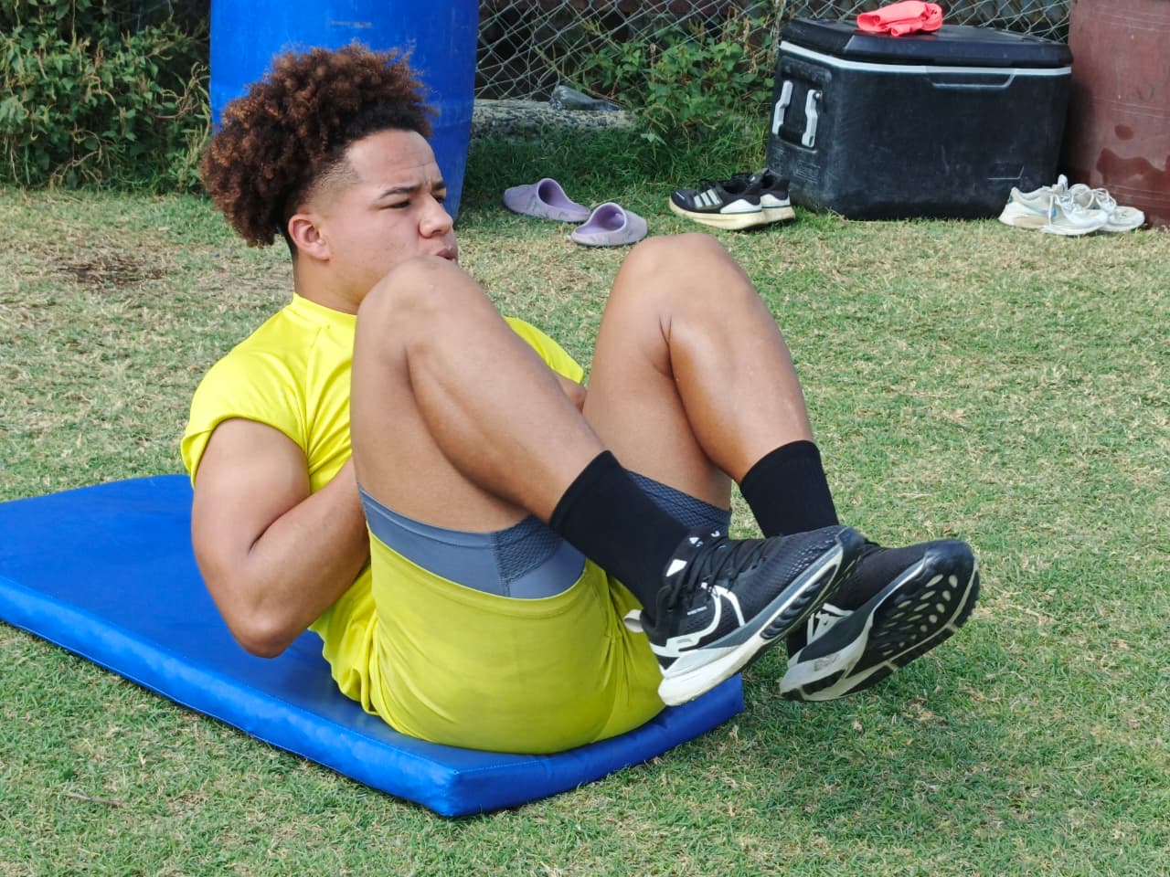 Erick Mendoza, en uno de los entrenamientos de Delfín SC.