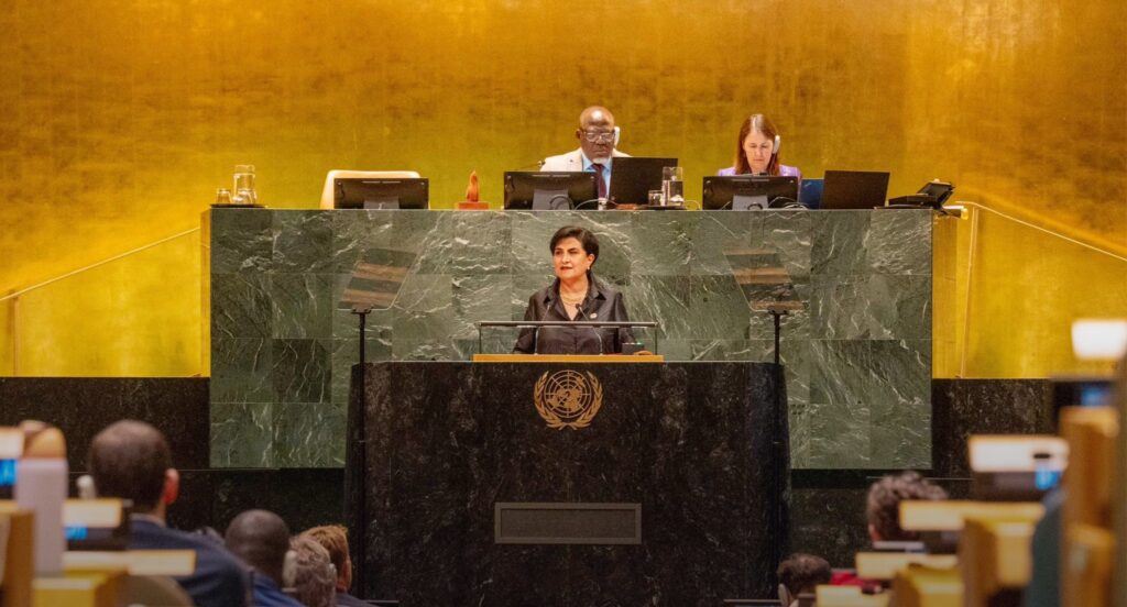 Gabriela Sommerfeld destaca en la ONU la cooperación de Ecuador.