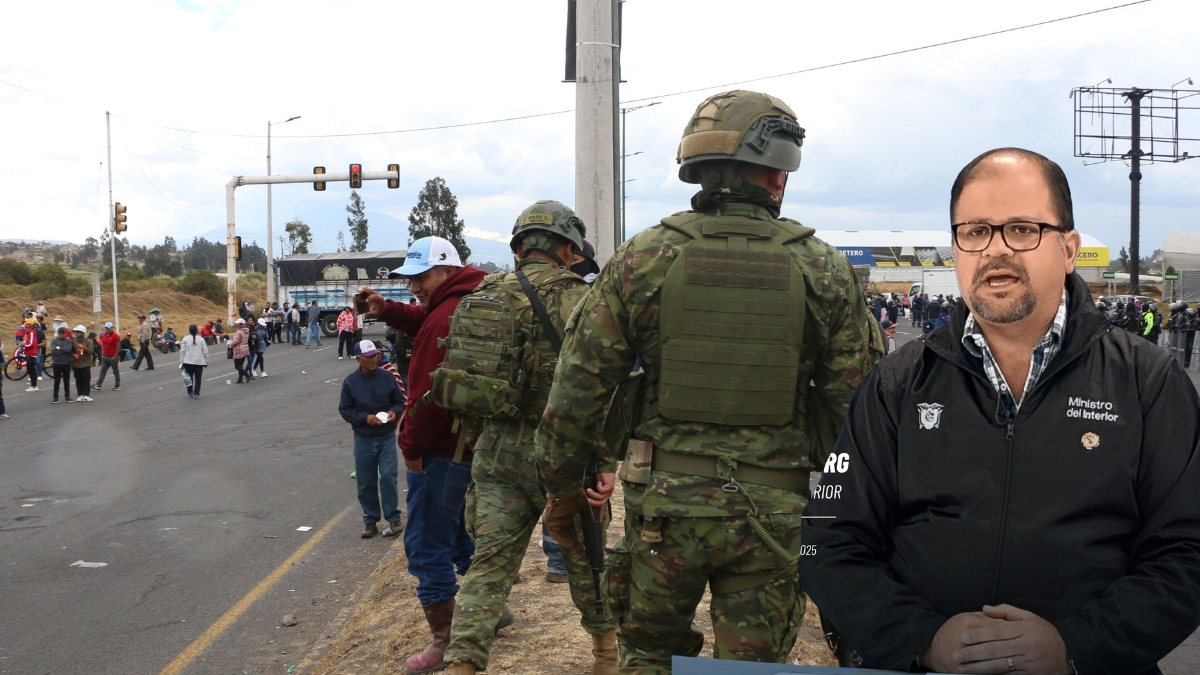 John Reimberg, ministro del Interior vincula protestas violentas en Imbabura con “economías criminales”. (API)