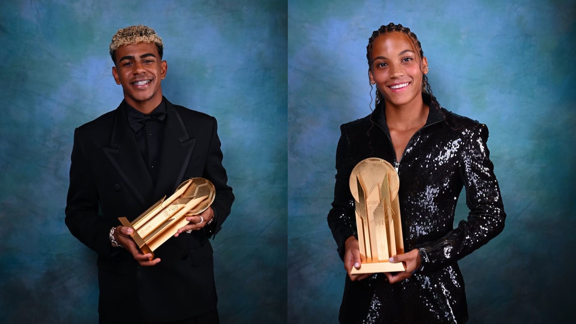 Lamine Yamal y Vicky López recibieron el Trofeo Kopa.