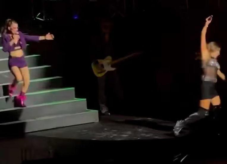 Catherine Fulop sufrió una caída en el show de Erreway y se reincorporó minutos después