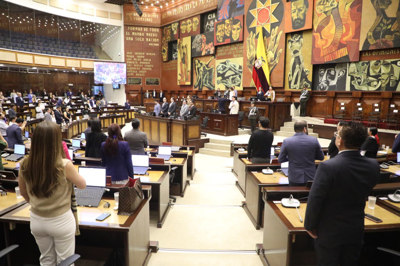 La resolución, respaldada por la mayoría oficialista, condena los actos de violencia y los daños a bienes públicos y privados. FOTO: @AsambleaEcuador.