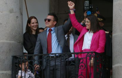 El presidente Daniel Noboa junto a su vicepresidenta, María José Pinto en el Palacio de Carondelet.