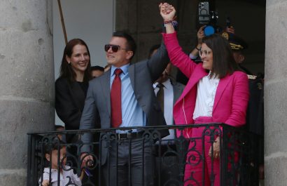 El presidente Daniel Noboa junto a su vicepresidenta, María José Pinto en el Palacio de Carondelet.