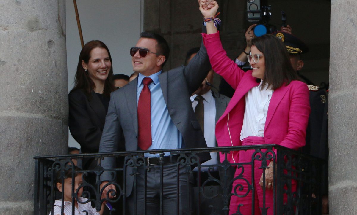 El presidente Daniel Noboa junto a su vicepresidenta, María José Pinto en el Palacio de Carondelet.