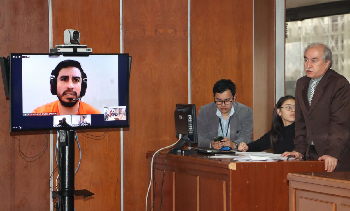 Disculpas públicas virtuales desde la cárcel de la Roca por parte de Daniel Salcedo, en la Corte Nacional de Justicia, como medida de reparación en el caso Metástasis. Fotos: API