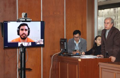 Disculpas públicas virtuales desde la cárcel de la Roca por parte de Daniel Salcedo, en la Corte Nacional de Justicia, como medida de reparación en el caso Metástasis. Fotos: API