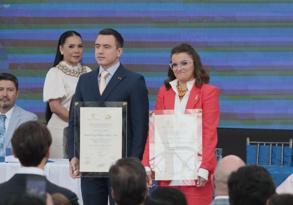 El presidente a Daniel Noboa y vicepresidenta a María José Pinto en el palacio de Cristal parque Itchimbia