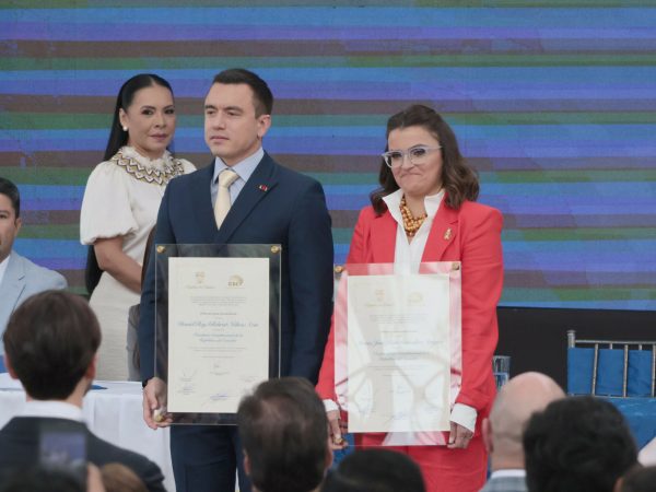El presidente a Daniel Noboa y vicepresidenta a María José Pinto en el palacio de Cristal parque Itchimbia