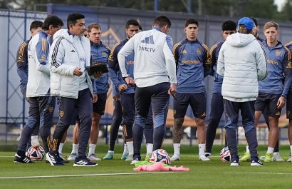 Jugadores de Boca Juniors durante un entrenamiento.