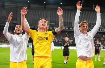 BodøGlimt de Noruega celebra su clasificación a la fase de grupos de la Champions League