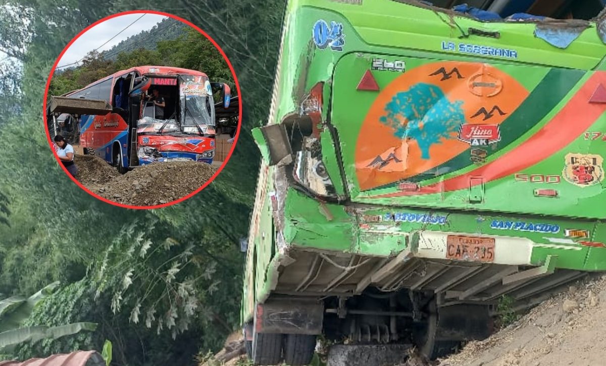Buses de las cooperativas Reales Tamarindos y San Plácido chocaron en una comunidad de la parroquia San Plácido de Portoviejo