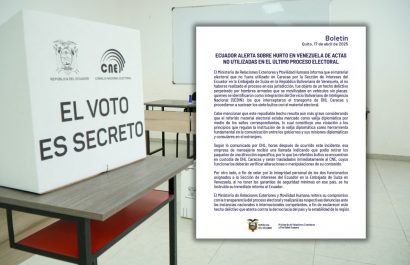 Cancillería de Ecuador denuncia el robo de material electoral no utilizado en las elecciones del domingo en Venezuela