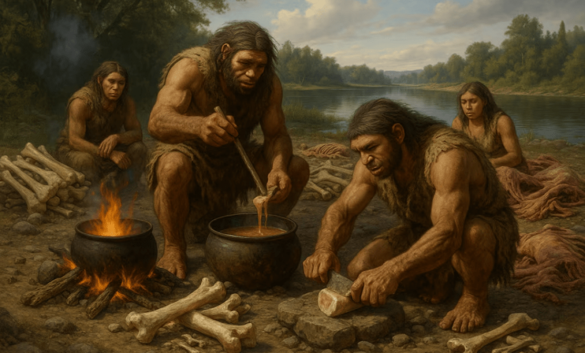 Estudio revela que los Neandertales comían carne fermentada y larvas para sobrevivir.
