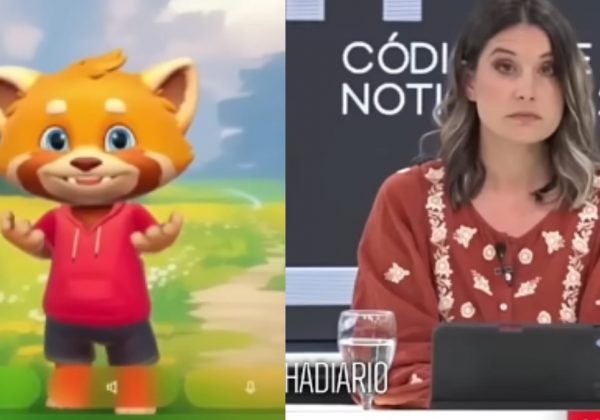 Cara de mate rancio, así fue larespuesta que le dio Rudy, una IA creada para niños, a una periodista en vivo. (Captura de pantalla A24)